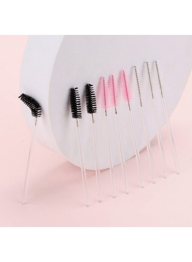 Tbestmax 300 Pcs Disposable Black White Pink Spoolies Mascara Wand Eyelashes Brushes For Eyebrow Eye Lash Extension In Clear Stick - Image 4