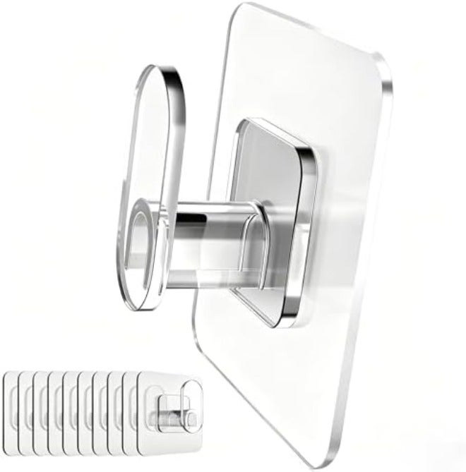 DELITON Adhesive Towel Hooks on Wall: Robe Hooks for Hanging Clothes Hats Stick on Bathroom/Kitchen SUS 304 Stainless Steel Silver - Image 1