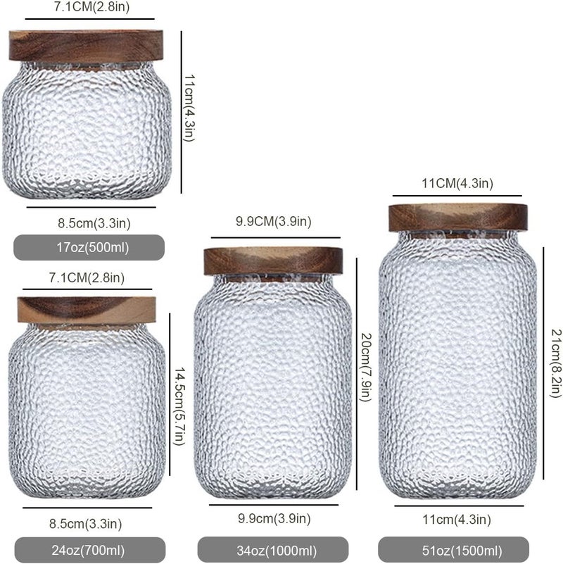 RareCi Glass Storage Jar, Food Storage Container Airtight Food Jars with Bamboo Wooden Lid, Kitchen Canisters For Tea,Coffee Bean,Sugar,Candy,Cookie,Spice, Perfect as a Cereal Dispenser (500ml(17ounce)) - Image 5
