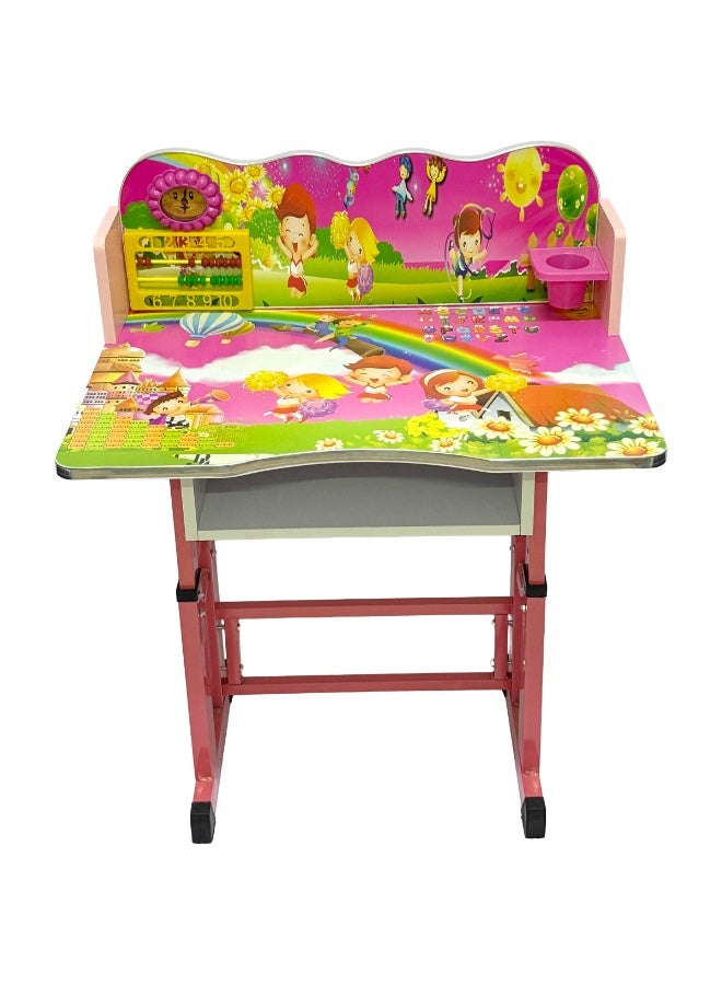 Funz Kids Study Table And Chair Height Adjustable For Kid's Age Between 2-11, Baby Desk with Laminated Graphics and Pictures, Multicolour - Image 4
