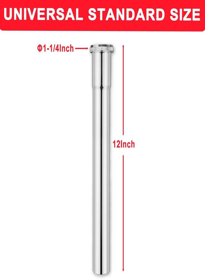 Cinsda 1-1/4 O.D x 12" Brass Slip Joint Extension Tube, Heavy Duty Extension Tube for Bathroom Sink Drain Tailpiece, Polished Chrome - Image 2