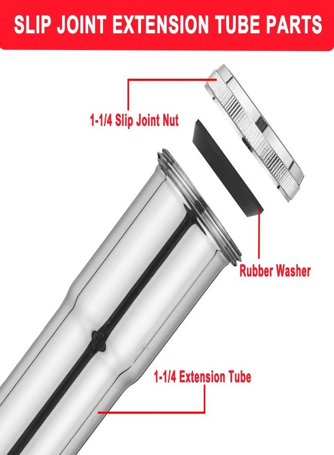 Cinsda 1-1/4 O.D x 12" Brass Slip Joint Extension Tube, Heavy Duty Extension Tube for Bathroom Sink Drain Tailpiece, Polished Chrome - Image 3