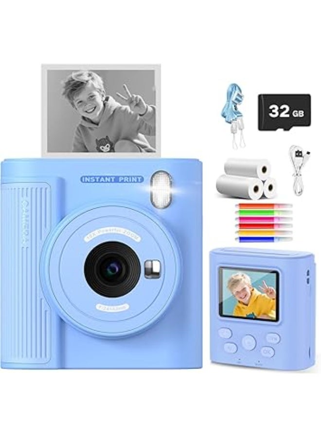 ZONEY Instant Print Camera for Kids, Birthday Gifts for Girls Boys,1080P Kids Digital Camera with Dual Camera Toys for 4 5 6 7 8 9 10 Year Old Girl with 32GB SD Card - Image 1