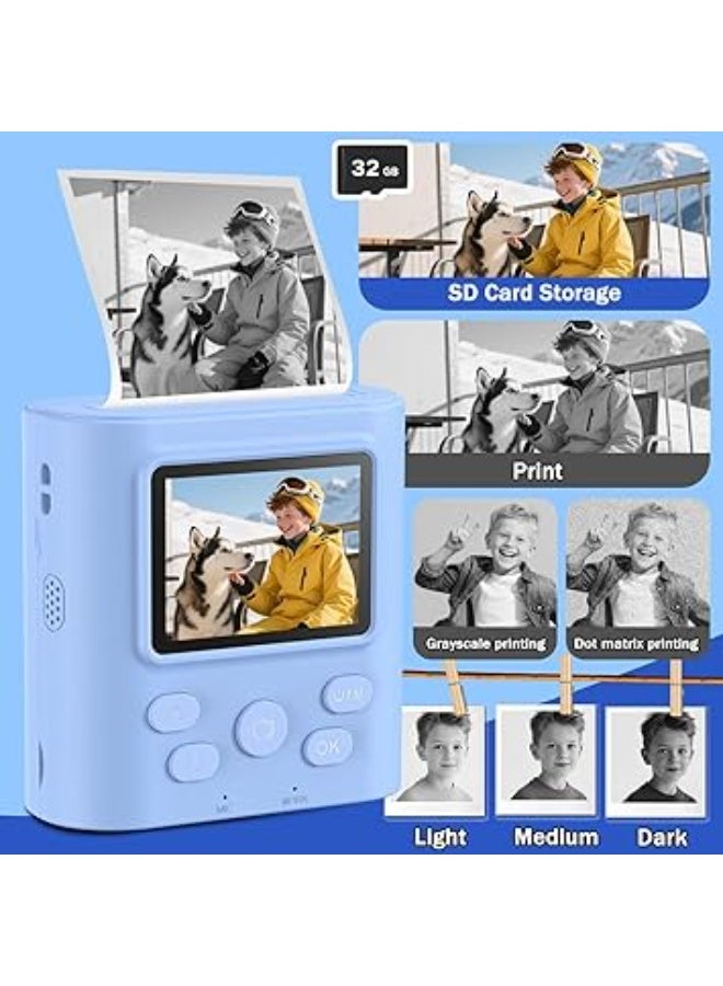 ZONEY Instant Print Camera for Kids, Birthday Gifts for Girls Boys,1080P Kids Digital Camera with Dual Camera Toys for 4 5 6 7 8 9 10 Year Old Girl with 32GB SD Card - Image 2