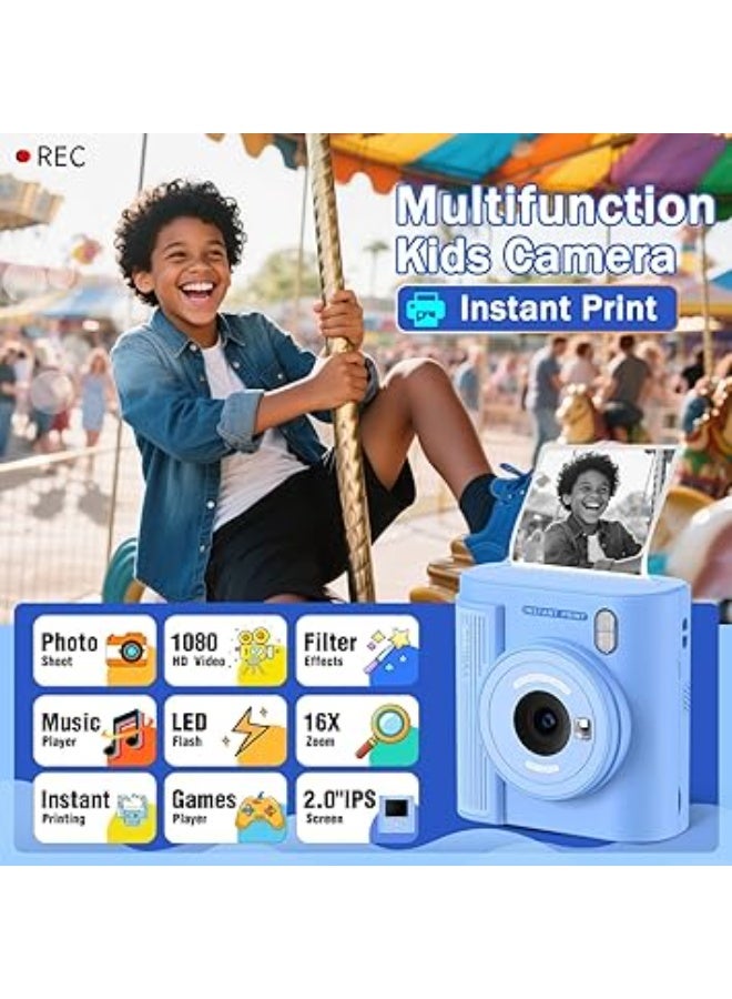 ZONEY Instant Print Camera for Kids, Birthday Gifts for Girls Boys,1080P Kids Digital Camera with Dual Camera Toys for 4 5 6 7 8 9 10 Year Old Girl with 32GB SD Card - Image 5