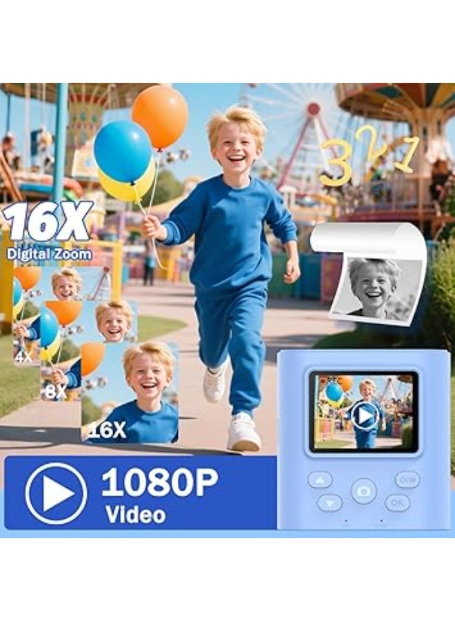 ZONEY Instant Print Camera for Kids, Birthday Gifts for Girls Boys,1080P Kids Digital Camera with Dual Camera Toys for 4 5 6 7 8 9 10 Year Old Girl with 32GB SD Card - Image 4