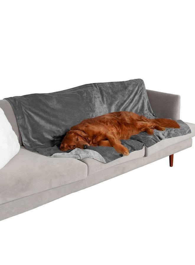 بطانية Furhaven المقاومة للماء للكلاب والقطط الداخلية، قابلة للغسل - بطانية كلاب مخملية فاخرة ثنائية اللون - رمادي جرانيت، مقاس كبير جدًا/XL - Image 1