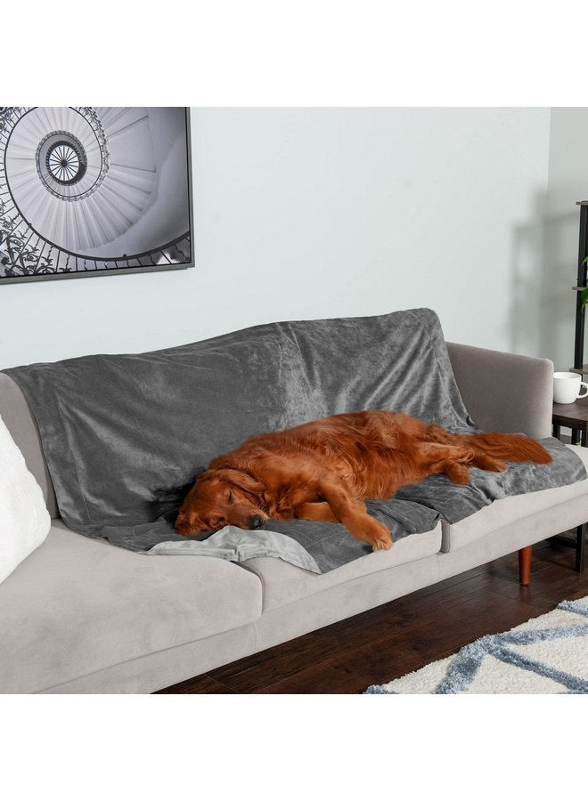 بطانية Furhaven المقاومة للماء للكلاب والقطط الداخلية، قابلة للغسل - بطانية كلاب مخملية فاخرة ثنائية اللون - رمادي جرانيت، مقاس كبير جدًا/XL - Image 3