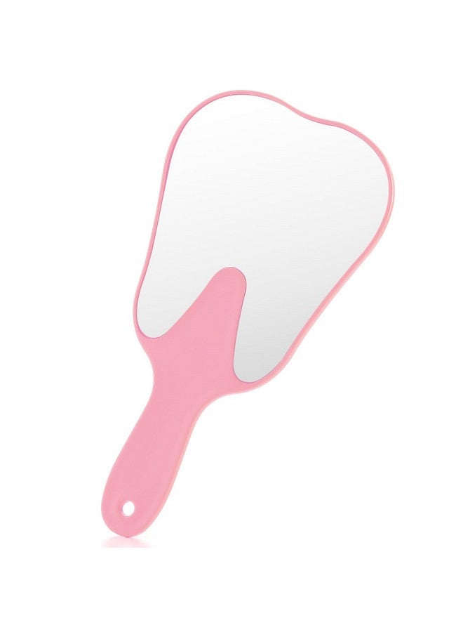 JMU Tooth Shaped Mirror Dental Handheld Mirror For Dental Clinic Salon Makeup Home Pink - Image 1