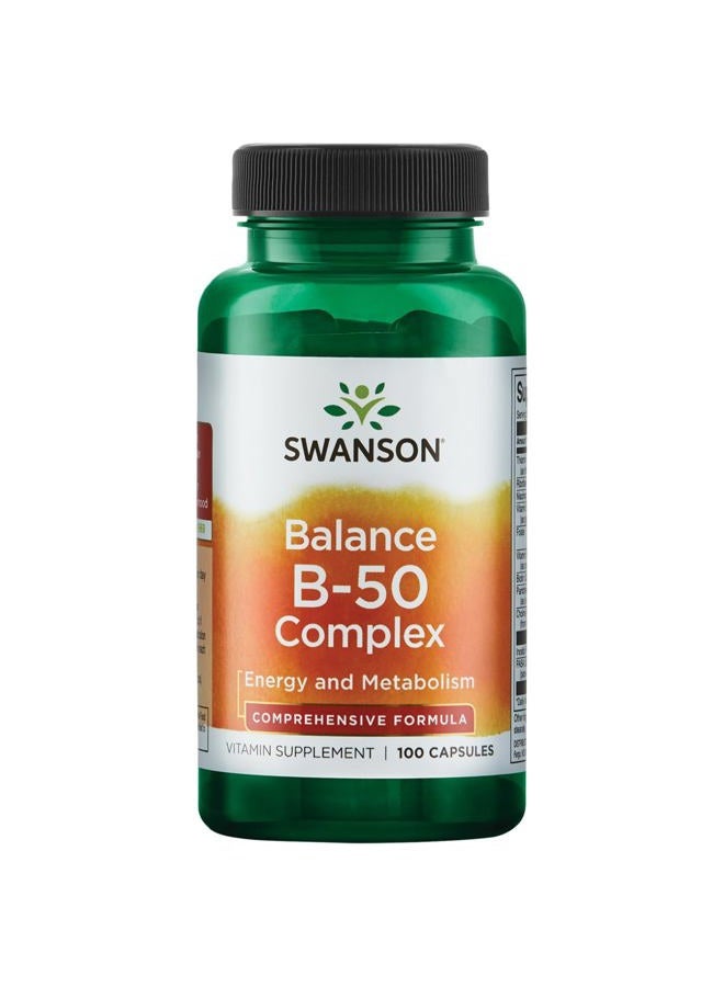 SWANSON B-50 B-Complex Vitamins Energy Cardio Stress Metabolism Support 100 Capsules (Caps) - Image 1