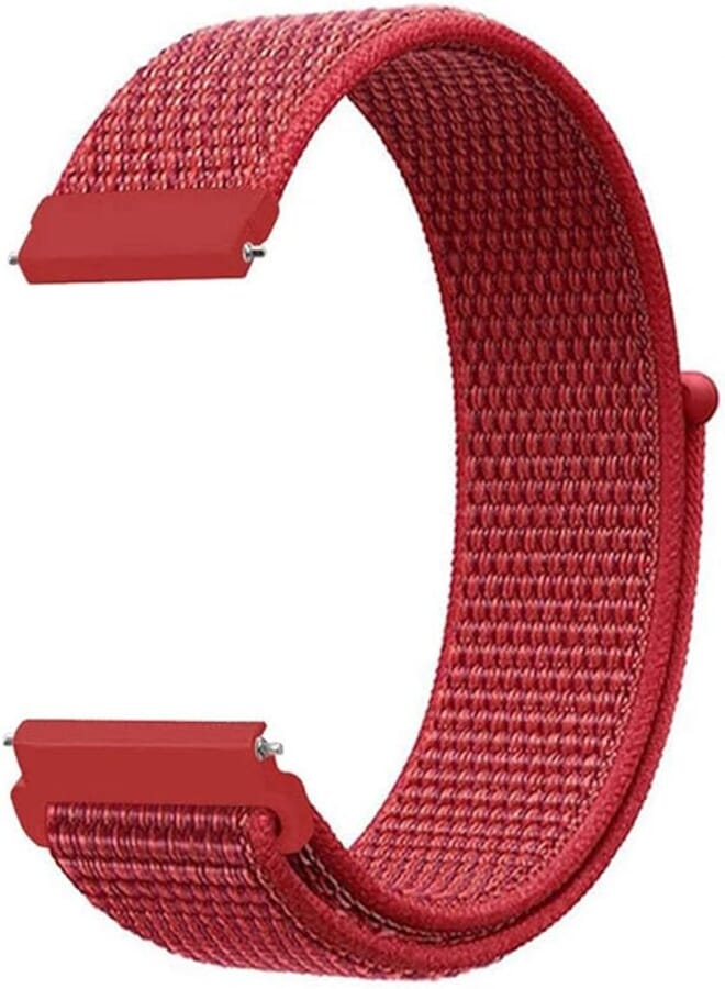 Nylon Sport Loop Strap Band, Velcro Strap, Size (20MM), for Huawei Watch GT2 42mm / Samsung Galaxy S4 42mm, Active1 40mm, Active2 40mm, Samsung Watch3 41mm / Honor Magic2 42mm (Dark_Red)