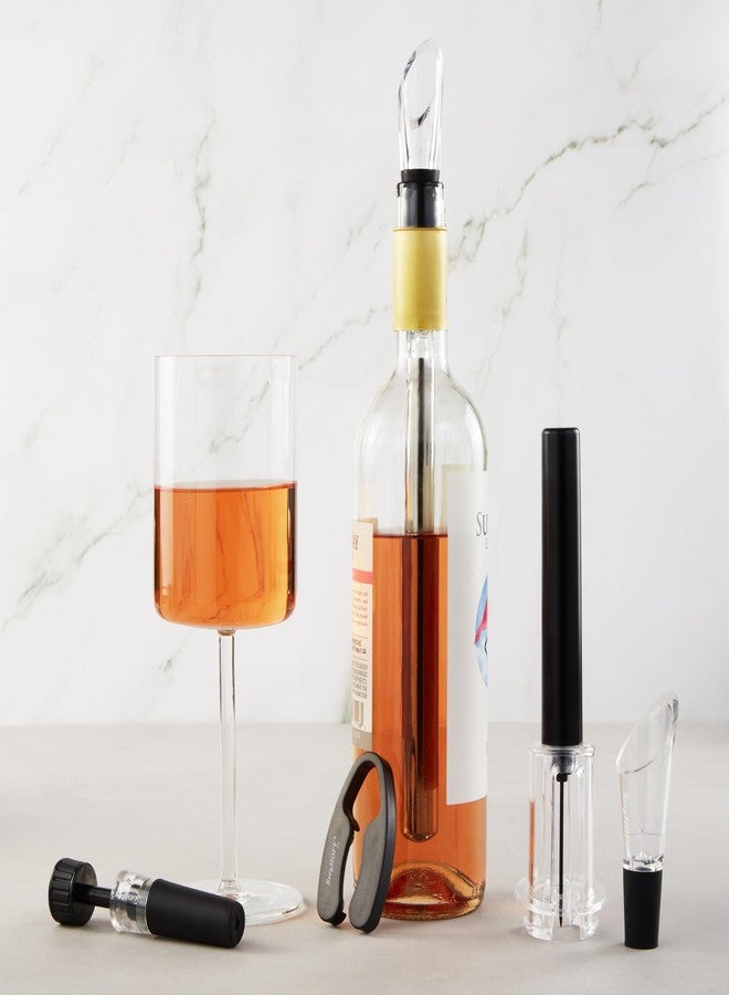 BergHOFF 6Pc Air Pressure Wine Opener with Foil Cutter, Aerator Pourer, Vacuum Stopper & Chiller Pourer, Great for Gift - Image 2