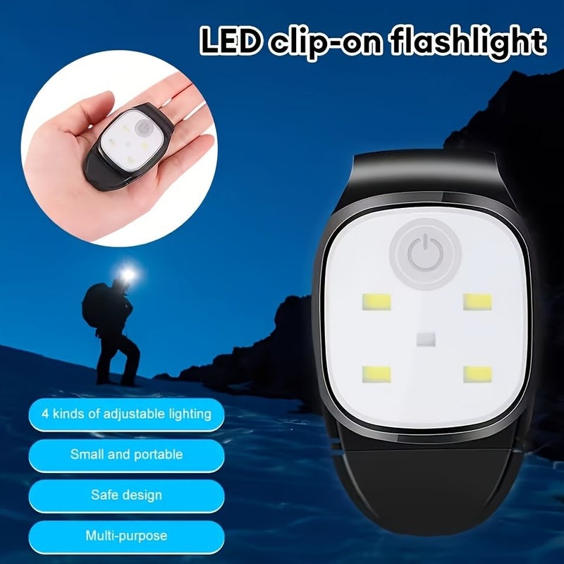 مجموعة من ضوء LED للجري قابل لإعادة الشحن عبر USB، مشبك واحد، مصباح أمامي خارجي يعمل بدون استخدام اليدين. - Image 3