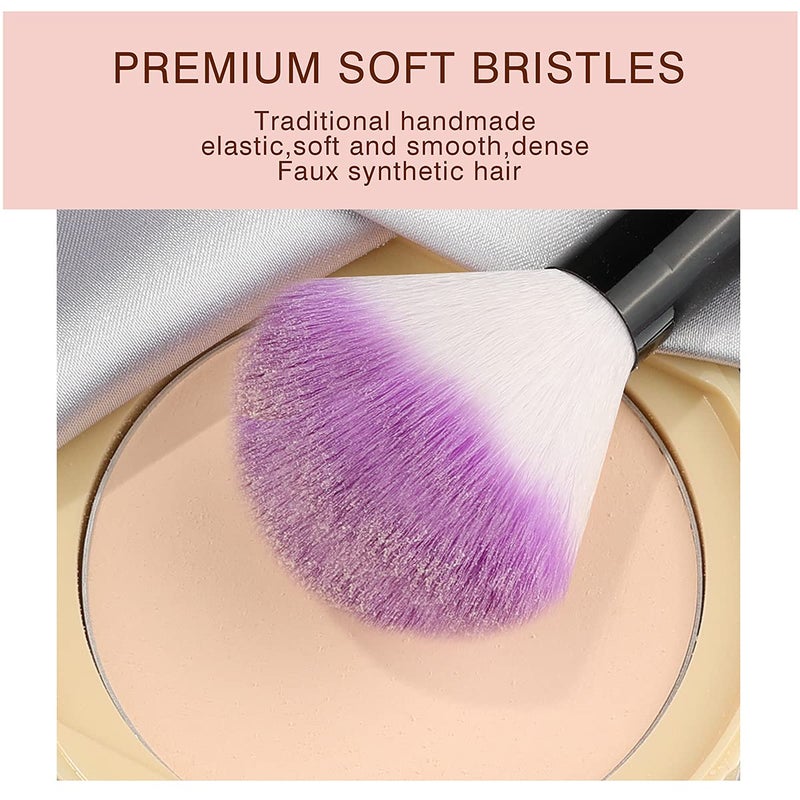 VANDER Makeup Brushes, 32Pcs Professional Premium Synthetic Makeup Brush Set with Case, Eyeshadow Foundation Blending Face Contour Cosmetic Brush Travel Make up Brushes Set for Women, Girl (Purple) - Image 3