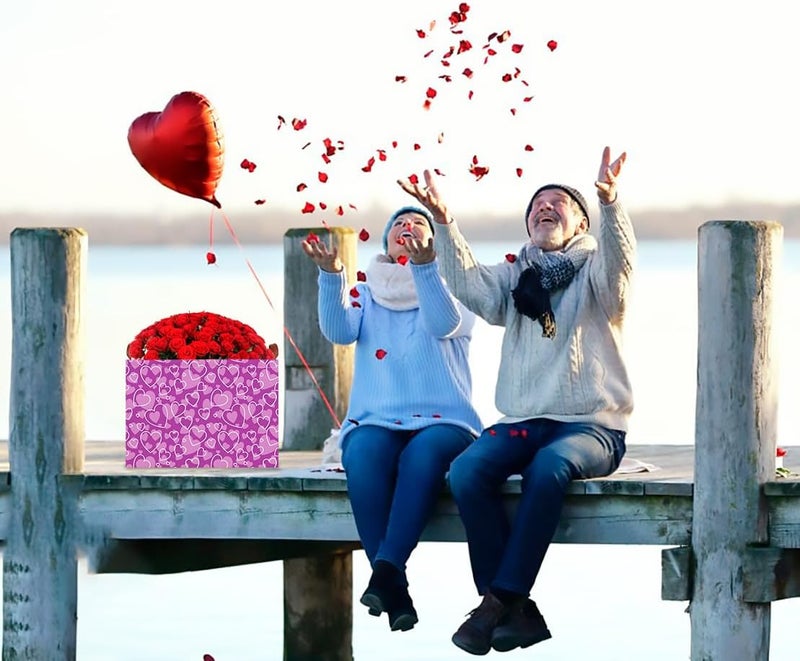 CLOCOR Rectangular Storage Basket Empty, Purple Heart Gift Basket for Valentines' Day, Waterproof Storage Bin with Handles, Room Decor(Purple Love) - Image 3