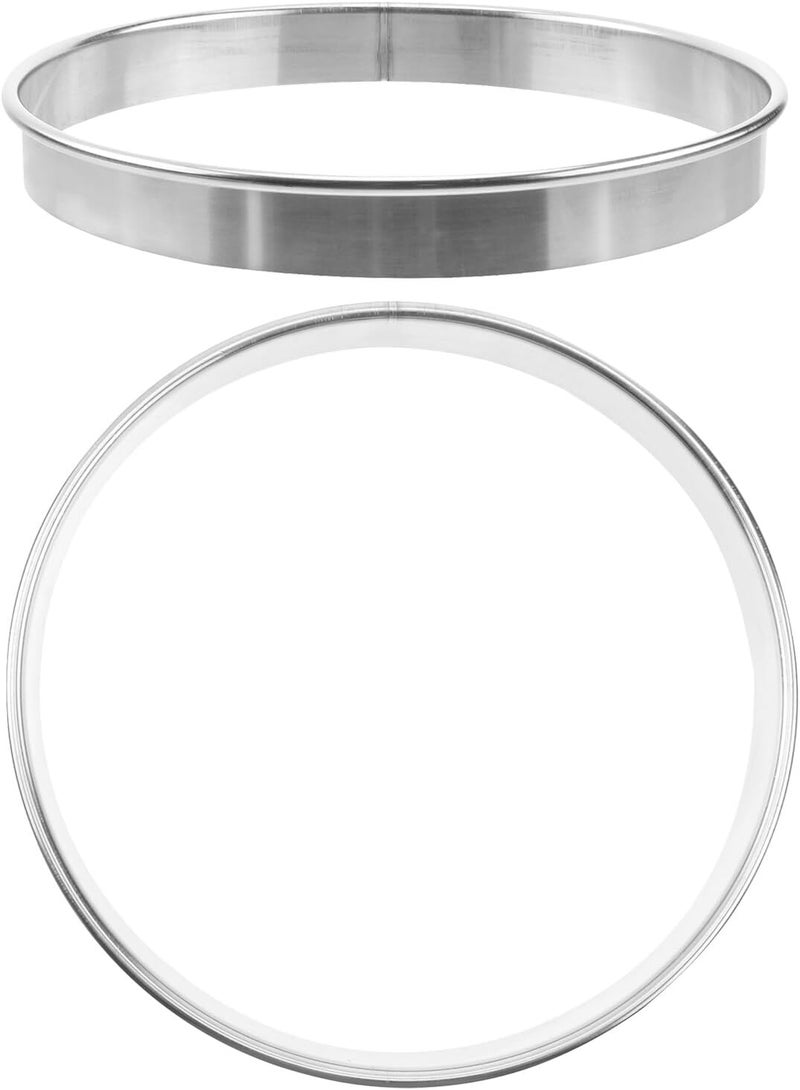 ABOOFAN 2pcs 9-inch Stainless Steel Pizza Saucing Rings Sturdy round Baking Accessories for Home Kitchen and Pizza Oven Use - Image 1