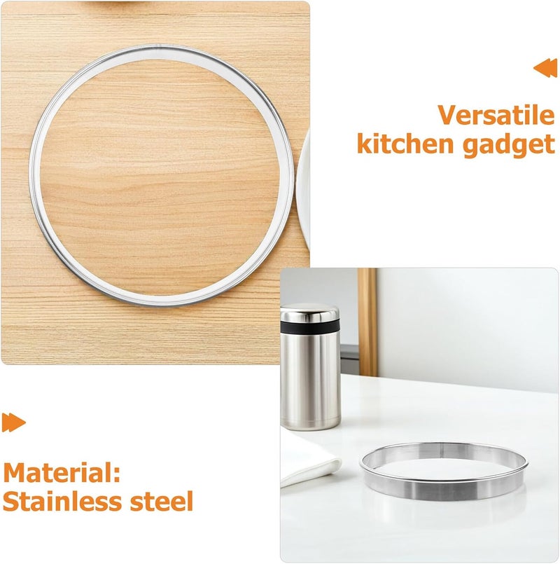 ABOOFAN 2pcs 9-inch Stainless Steel Pizza Saucing Rings Sturdy round Baking Accessories for Home Kitchen and Pizza Oven Use - Image 3