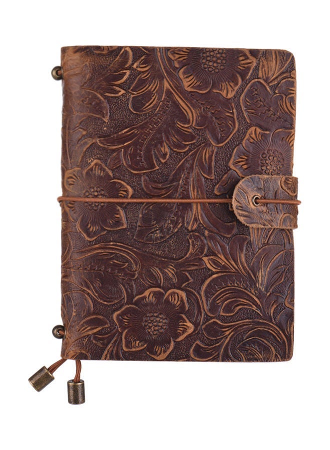 NIBEMINENT Vintage Embossed Flower Pattern Notebook Brown - Image 2