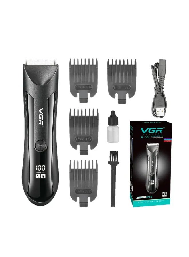 VGR “VGR 951 body hair trimmer for men, 600mAh battery that lasts up to 120 minutes, ceramic and stainless-steel blades, USB charging.” Blue/black - Image 1