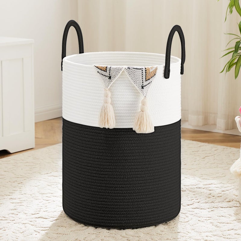 Artfeel Laundry Basket,Woven Cotton Rope Laundry Hamper,60L for Decorative Storage of Dirty Clothes,Toys and Blankets in Bathroom,Baby Room and Living Room - Image 1