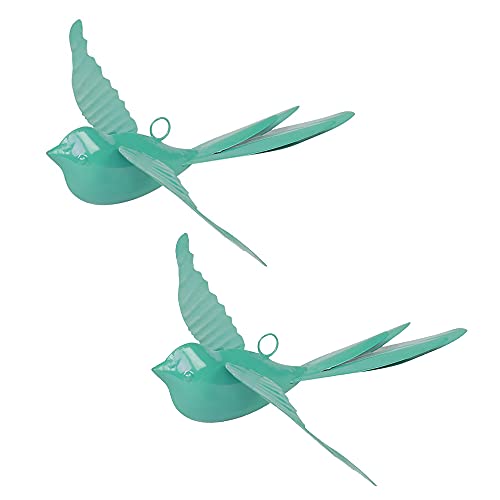 Elan Metal Hanging Decorative Rockstar Bird For Home Balcony And Garden Decor (Set of 2- Aqua, Blue) - Image 4