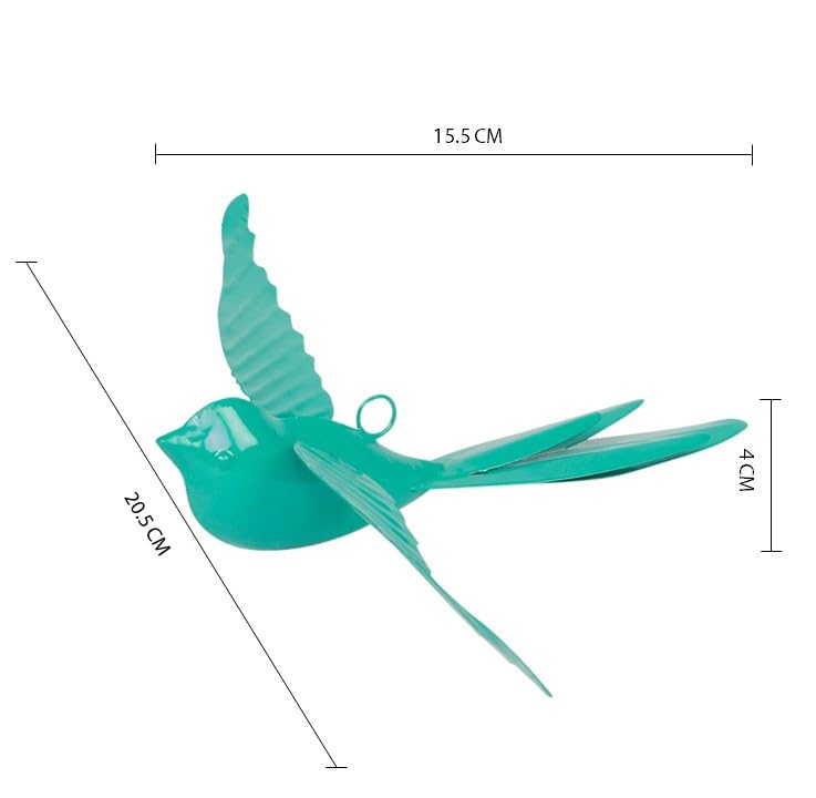 Elan Metal Hanging Decorative Rockstar Bird For Home Balcony And Garden Decor (Set of 2- Aqua, Blue) - Image 2