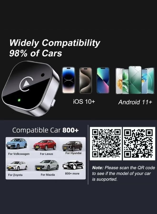 محول كاربلاي لاسلكي 2025 تصميم مصغر USB يعمل فورًا للسيارات ذات كاربلاي سلكي اتصال سريع - Image 2