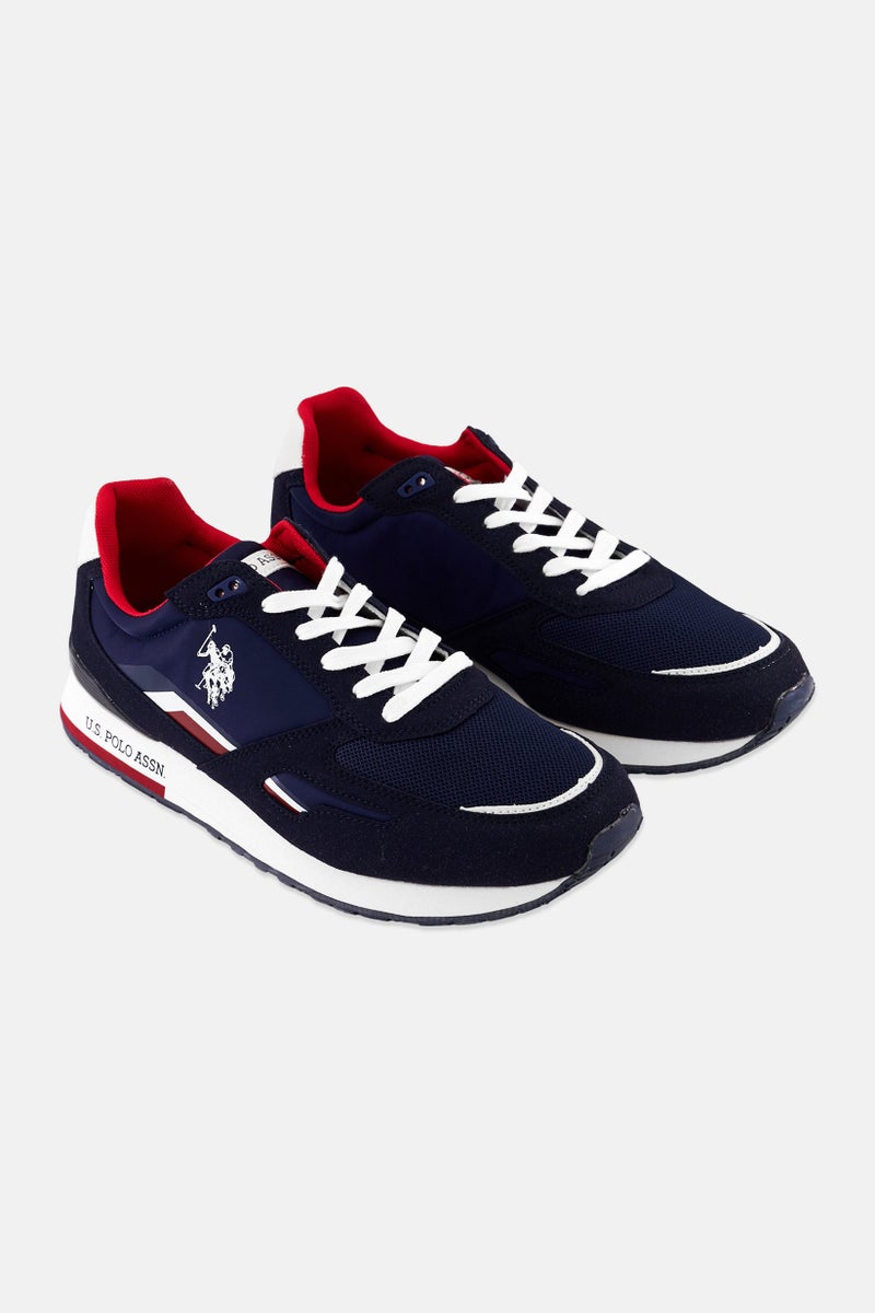 U.S. Polo Assn. Men Lace Up Brand Logo Micro Suede Shoes, Navy  - Image 1