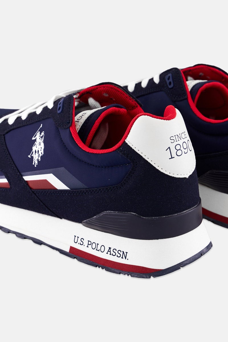 U.S. Polo Assn. Men Lace Up Brand Logo Micro Suede Shoes, Navy  - Image 2