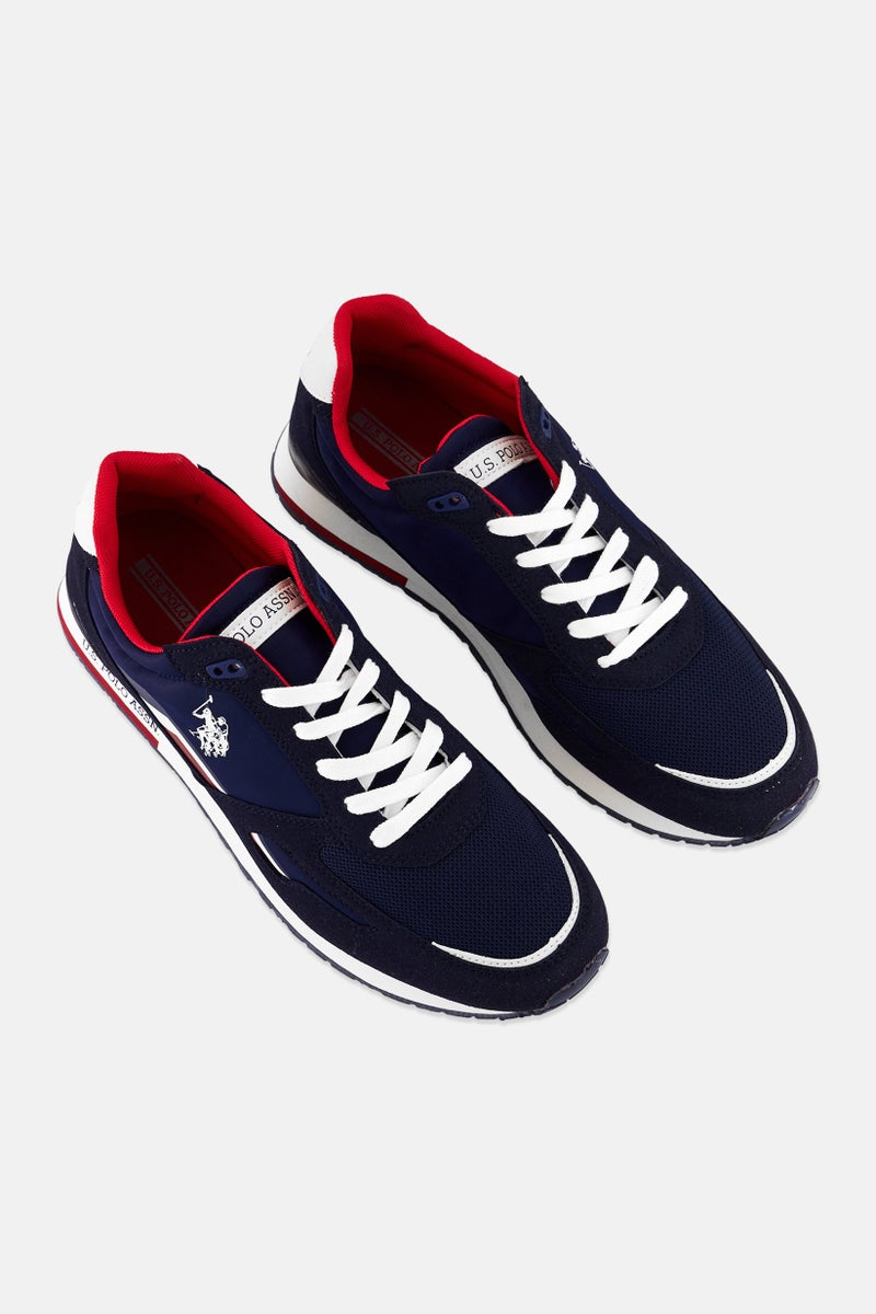 U.S. Polo Assn. Men Lace Up Brand Logo Micro Suede Shoes, Navy  - Image 4