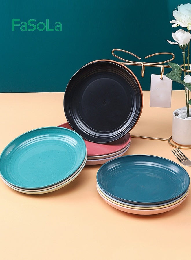 فاصولا مجموعة أطباق من قش القمح، ١٢ قطعة - أطباق عشاء صديقة للبيئة قابلة لإعادة الاستخدام، مقاس ١٨ سم، آمنة للاستخدام في الميكروويف وغسالة الأطباق، قابلة للتكديس والتخزين، أطباق حلوى قابلة للغسل، أطباق وجبات خفيفة، أطباق حلوى إبداعية، أطباق فاكهة - Image 1