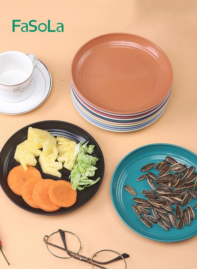 فاصولا مجموعة أطباق من قش القمح، ١٢ قطعة - أطباق عشاء صديقة للبيئة قابلة لإعادة الاستخدام، مقاس ١٨ سم، آمنة للاستخدام في الميكروويف وغسالة الأطباق، قابلة للتكديس والتخزين، أطباق حلوى قابلة للغسل، أطباق وجبات خفيفة، أطباق حلوى إبداعية، أطباق فاكهة - Image 3