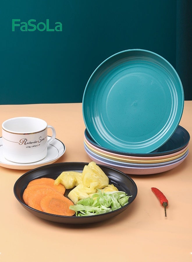 فاصولا مجموعة أطباق من قش القمح، ١٢ قطعة - أطباق عشاء صديقة للبيئة قابلة لإعادة الاستخدام، مقاس ١٨ سم، آمنة للاستخدام في الميكروويف وغسالة الأطباق، قابلة للتكديس والتخزين، أطباق حلوى قابلة للغسل، أطباق وجبات خفيفة، أطباق حلوى إبداعية، أطباق فاكهة - Image 4