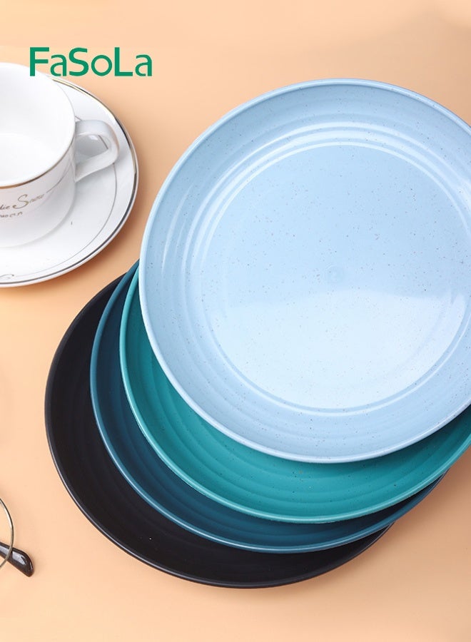 فاصولا مجموعة أطباق من قش القمح، ١٢ قطعة - أطباق عشاء صديقة للبيئة قابلة لإعادة الاستخدام، مقاس ١٨ سم، آمنة للاستخدام في الميكروويف وغسالة الأطباق، قابلة للتكديس والتخزين، أطباق حلوى قابلة للغسل، أطباق وجبات خفيفة، أطباق حلوى إبداعية، أطباق فاكهة - Image 5