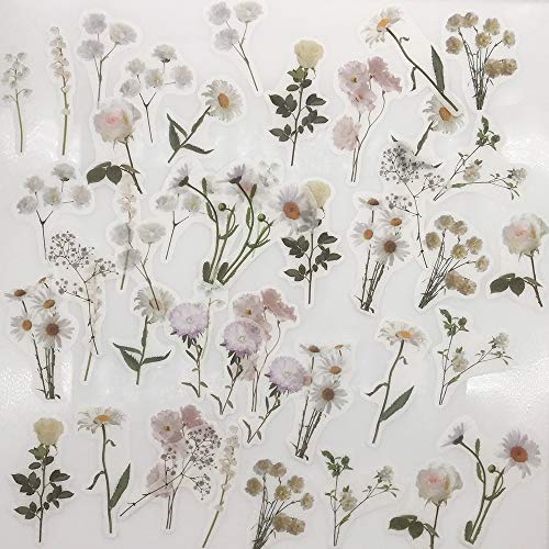ZMLSED Vintage Natural Stickers, 45Pcs Daisy Vinyl Decorative Retro Adhesive Watercolor Aesthetic Trendy for Scrapbook Album DIY Craft Daily Planner - Image 2