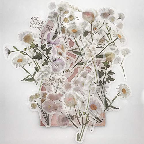 ZMLSED Vintage Natural Stickers, 45Pcs Daisy Vinyl Decorative Retro Adhesive Watercolor Aesthetic Trendy for Scrapbook Album DIY Craft Daily Planner - Image 3