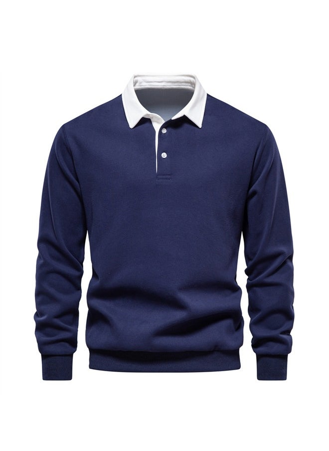 NIBEMINENT Men's Polo Collar Casual Long Sleeved Hoodie  - Image 1