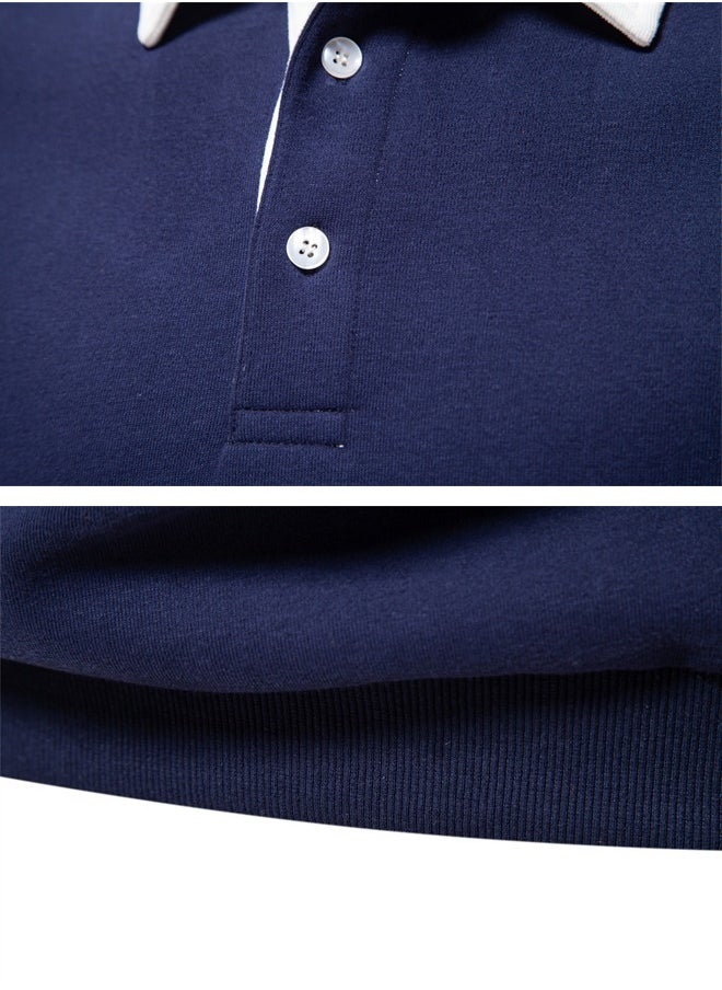 NIBEMINENT Men's Polo Collar Casual Long Sleeved Hoodie  - Image 3