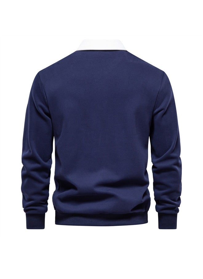 NIBEMINENT Men's Polo Collar Casual Long Sleeved Hoodie  - Image 2