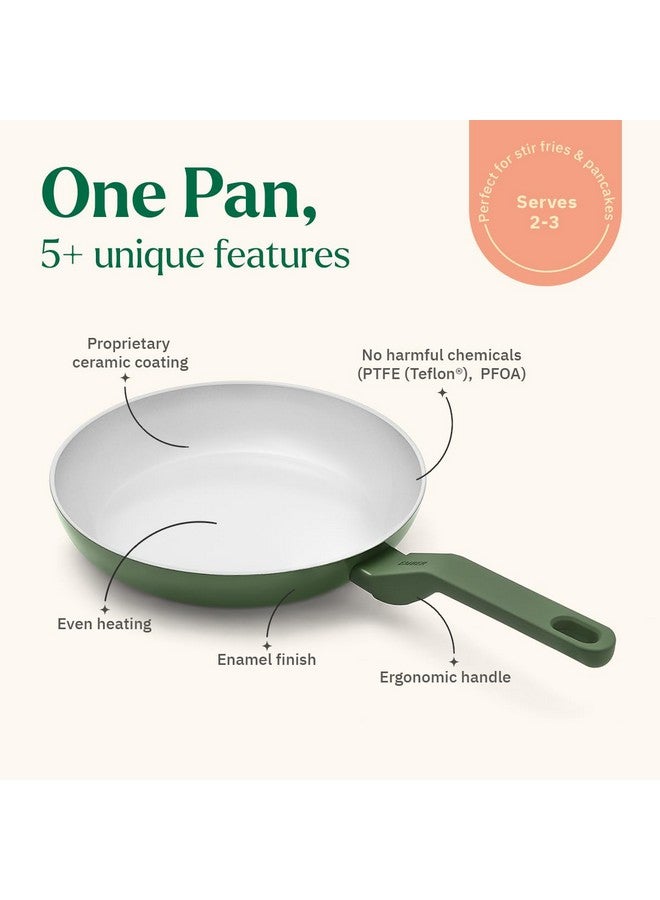 Ember Cookware مقلاة إمبر كوكوير أركيلا سيراميك غير لاصقة 24 سم | مقبض متطابق | 1x ملعقة مسطحة | آمنة للاستخدام مع الحث | مقلاة غير سامة | خالية من PFAS و PTFE | سلسلة فلورنسا | أخضر - Image 2