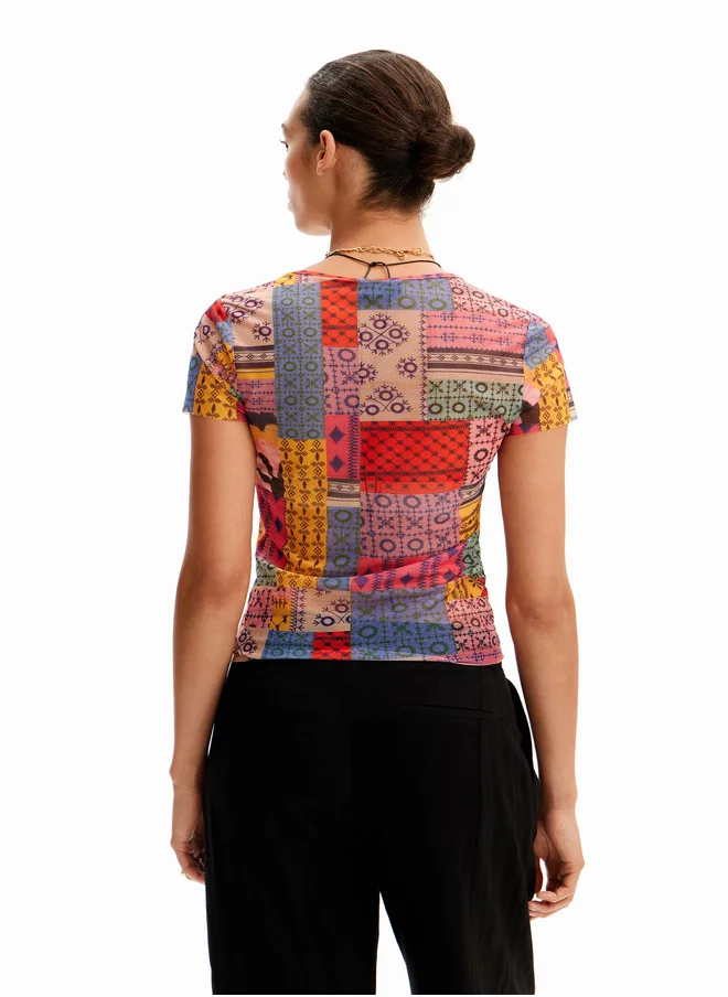 DESIGUAL Geometric Patchwork T-Shirt