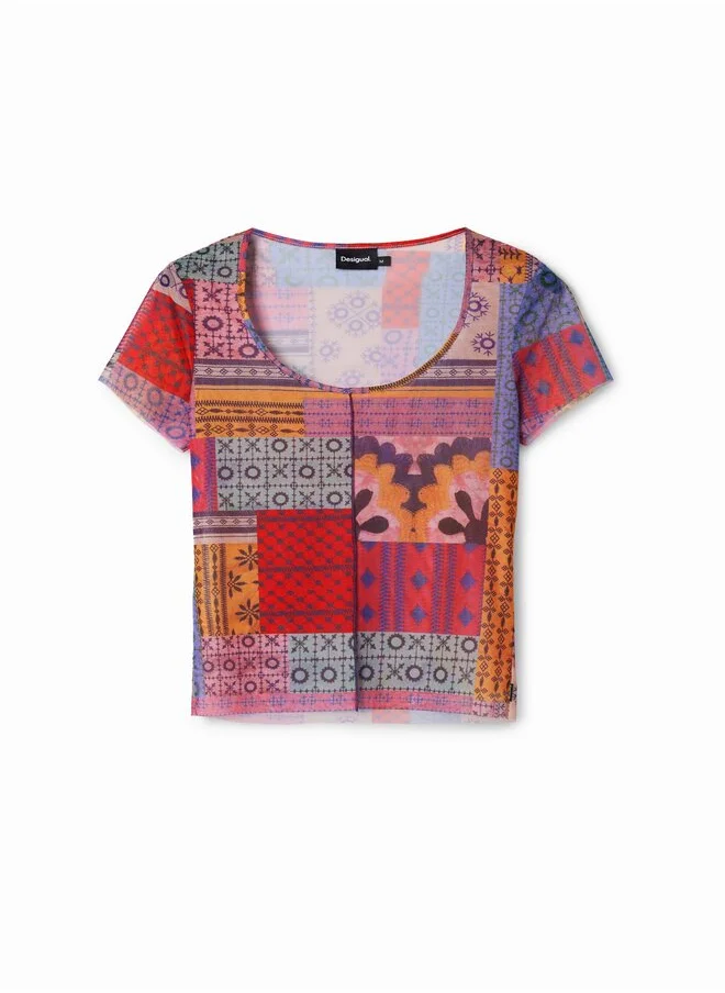 DESIGUAL Geometric Patchwork T-Shirt