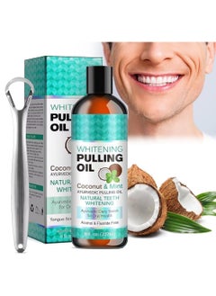 Coconut Oil Pulling For Fresh Breath And Oral Hygiene - Ayurvedic Expert Formulated Supports Healthy Gums Natural Teeth Whitening - Includes Tongue Scraper And Measuring Cup - 8 Fl Oz