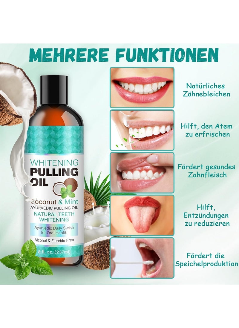 ORALHOE - Coconut Oil Pulling For Fresh Breath And Oral Hygiene - Ayurvedic Expert Formulated Supports Healthy Gums Natural Teeth Whitening - Includes Tongue Scraper And Measuring Cup - 8 Fl Oz - Image 1