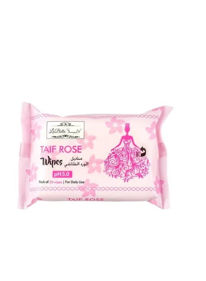 La Bella Labella Taif Rose Feminine Wipes 20 Wipes - Image 1