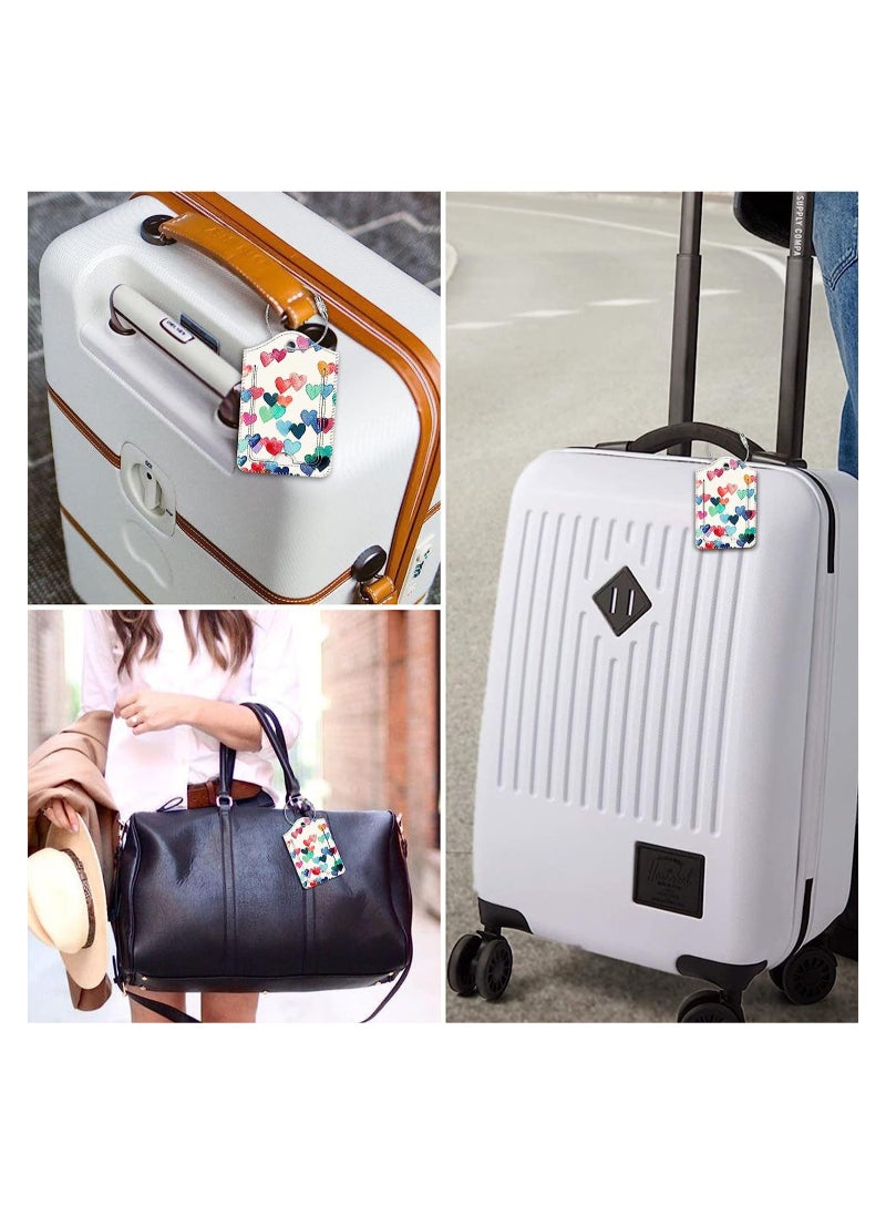 SYOSI 2 Pcs Luggage Tags Privacy Cover ID Label with Stainless Steel Loop and Address Card for Travel Bag Suitcase(Raining Hearts)  - Image 2
