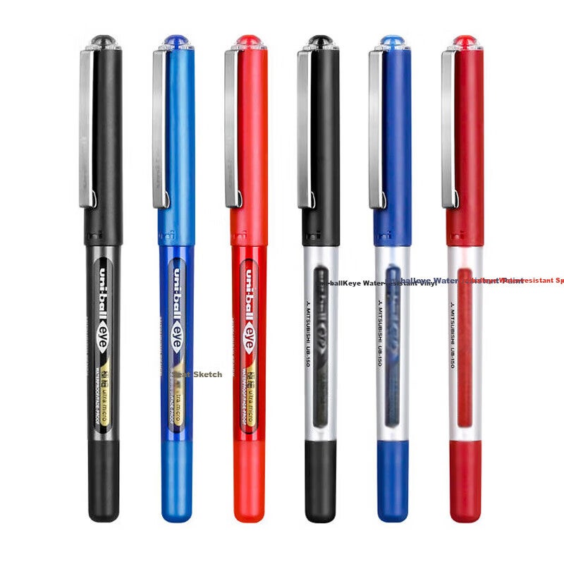 Uni Mitsubishi Uni-Ball EYE Black Gel Pen, Stylish 0.38mm Black Signature Pen, Business Direct Liquid Student Pen, Water-Based Pen Set UB-150, 10 Pcs - Image 3