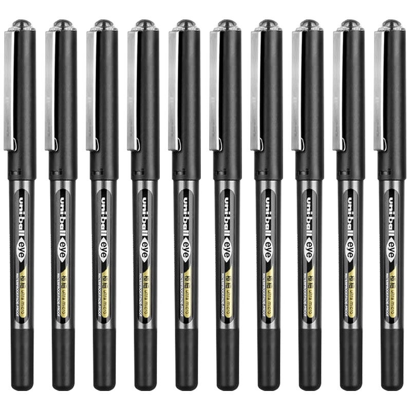 Uni Mitsubishi Uni-Ball EYE Black Gel Pen, Stylish 0.38mm Black Signature Pen, Business Direct Liquid Student Pen, Water-Based Pen Set UB-150, 10 Pcs - Image 4