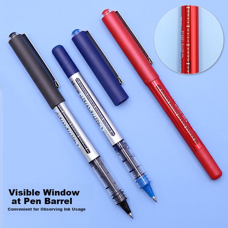Uni Mitsubishi Uni-Ball EYE Black Gel Pen, Stylish 0.38mm Black Signature Pen, Business Direct Liquid Student Pen, Water-Based Pen Set UB-150, 10 Pcs - Image 2