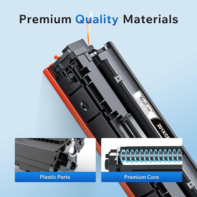Valuetoner خرطوشة حبر متوافقة من بديلة لخراطيش حبر HP 210A، مجموعة من 4 قطع لـ HP 201X لطابعات Color Laserjet Pro MFP M277dw M252dw M277c6 M277n M277 M252n (أسود، سماوي، أرجواني، أصفر) - Image 5